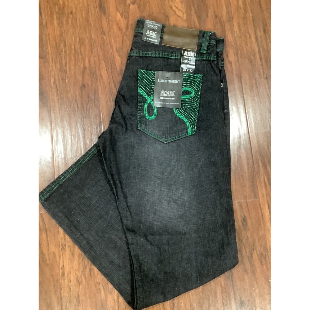 Ask Premium Jeans   Y2K /Vintage 36 x32 Embroidered Jeans